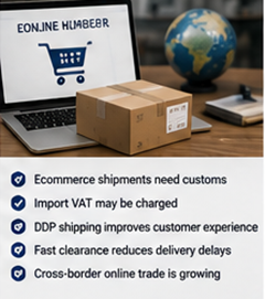 Online siparişler için uluslararası e-ticaret paketleri ve gümrükleme operasyonları