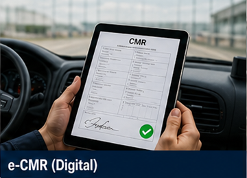Bir sürücünün lojistik sistemi içinde tablet kullanarak dijital CMR belgesi eCMR imzalaması