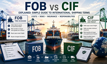 Konteyner gemisi yük taşımacılığı ve uluslararası lojistik operasyonları ile FOB ve CIF sevkiyat terimlerinin karşılaştırması