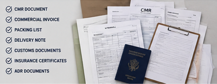 CMR, fatura, sevk evrakları ve lojistik dokümantasyon dahil yük taşımacılığı belgeleri