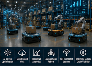 Yapay zekâ robotik ve dijital lojistik teknolojisi kullanan geleceğin depo yönetim sistemi