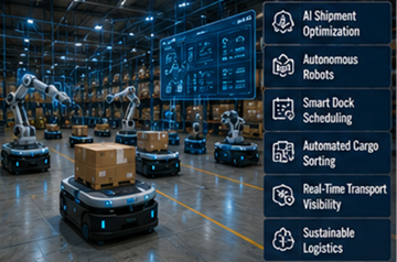 Robotik, AI ve akıllı lojistik teknolojisi kullanan geleceğin otomatik cross-docking tesisi