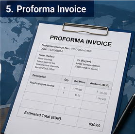Lojistik ve uluslararası ticarette sevkiyat onayı öncesinde kullanılan proforma fatura