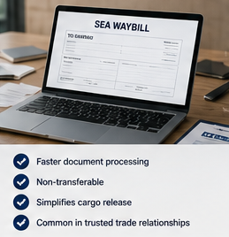 Denizyolu taşımacılığı için Sea Waybill dijital sevkiyat dokümantasyonu