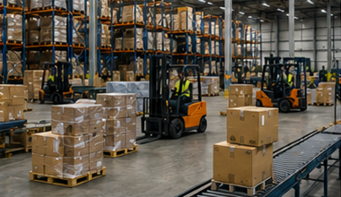 Palet ayrıştırma, forkliftler, dağıtım merkezleri ve yük elleçleme ile depolama ve parsiyel lojistik